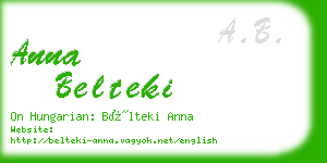 anna belteki business card